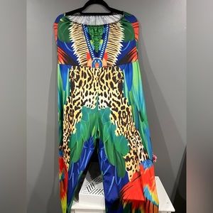 DASHIKI PRINT TUBE TOP WIDE LEG JUMPSUIT